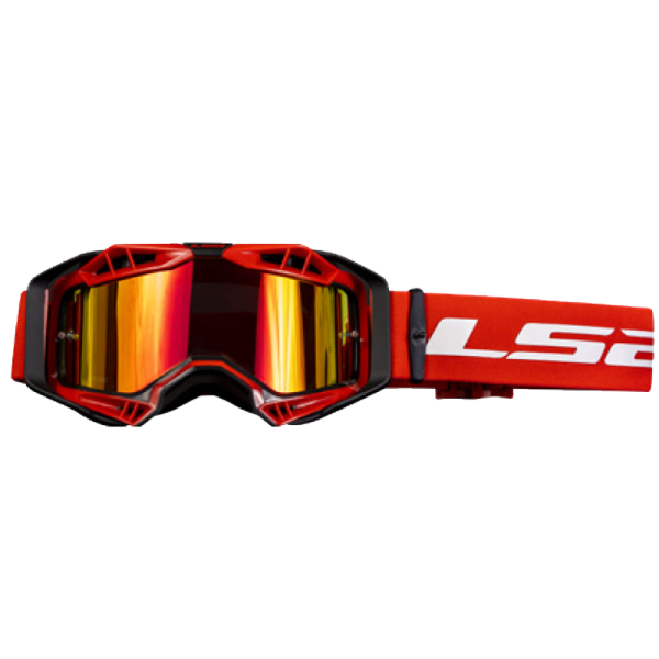 LS2 AURA GOGGLE WITH IRIDIUM VISOR BLACK RED