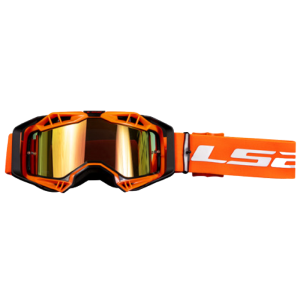 LS2 AURA GOGGLE WITH IRIDIUM VISOR BLACK ORANGE