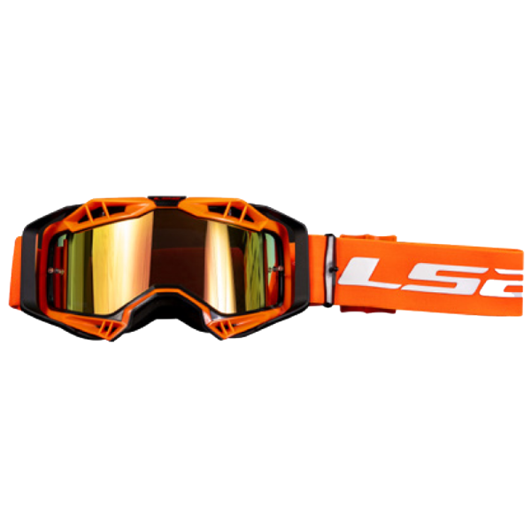 LS2 AURA GOGGLE WITH IRIDIUM VISOR BLACK ORANGE
