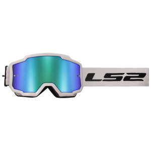 LS2 CHARGER GOGGLE WHITE WITH IRID.VISOR HI VIS GREEN