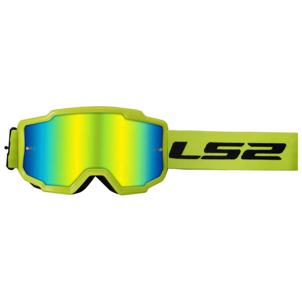 LS2 CHARGER GOGGLE WITH IRIDIUM VISOR HI VIS YELLOW