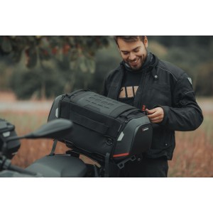 Bolsa trasera PRO Rackpack 1680D Nailon ballistic. Negro/Antracita. 32-42 l.