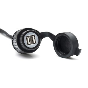 Doble conector de carga USB con cableado 2.000 mA. 12 V.