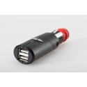 Conector universal con doble puerto USB Carcasa doblegable. 2 x 2.100 mA. 12 - 24 V.