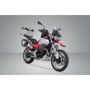 Sistema topcase TRAX ADV Plateado. Moto Guzzi V85 TT (24-).