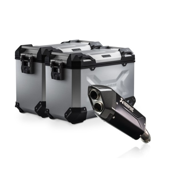 Sistema de maletas TRAX ADV + Akrapovic Plateado. 45/45 litros. BMW R 1300 GS (23-).