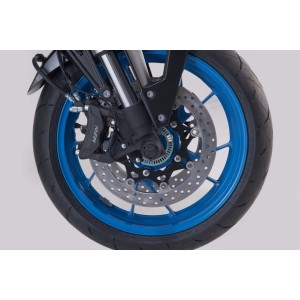 Kit de topes anticaídas para el eje delantero Negro. Suzuki GSX-8S/8R (22-), V-Strom 800 (22-).