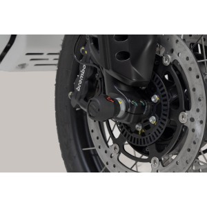 Kit de topes anticaídas para el eje delantero Negro. Moto Guzzi V85 TT (21-23).