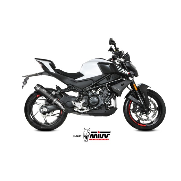 Mivv Slip-On AK-1 Black con tapa de carbono CF Moto 450NK 2022-25