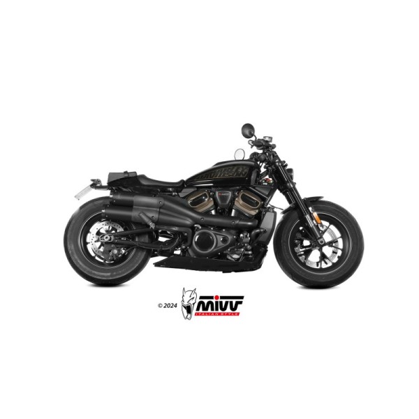 Mivv 2 Slip-On HR-1 Black con tapa de carbono Harley Davidson Sportster S 2021-24