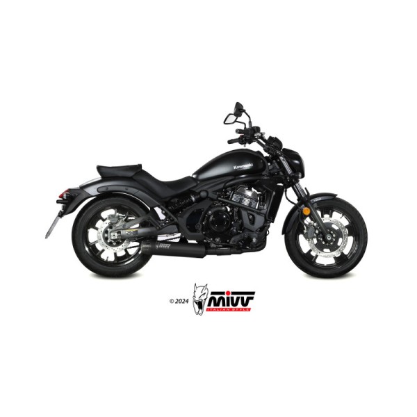MIVV FULL SYSTEM 2x1 HR-1 BLACK CON TAPA DE CARBONO KAWASAKI VULCAN S 2017-23