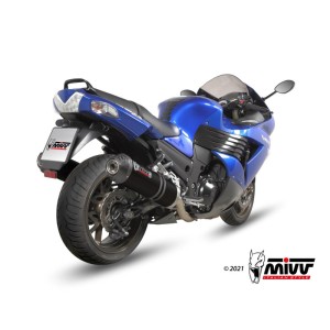 Mivv 2 Slip-On Oval black con tapa carbono Kawasaki ZZR 1400 2006-07