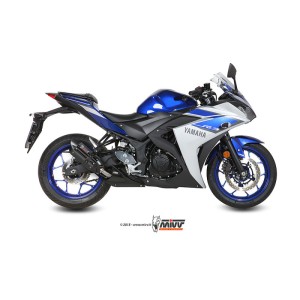 Mivv Slip-On Suono Black con tapa carbono Yamaha YZF R25 / YZF R3 2015-24