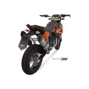 Mivv 2 Bolt-On Suono St. Steel con tapa carbono KTM 690 SM 2007-12