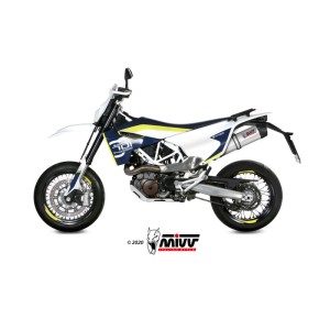 Mivv Slip-On Oval titan con tapa carbono Husqvarna 701 Enduro / Supermoto 2017-20