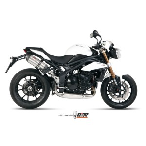 Mivv 2 Slip-On Suono St. Steel con tapa carbono Triumph Speed Triple 2011-15