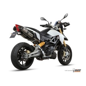 Mivv 2 Slip-On Suono St. Steel con tapa carbono Aprilia Dorsoduro 1200 2012-16