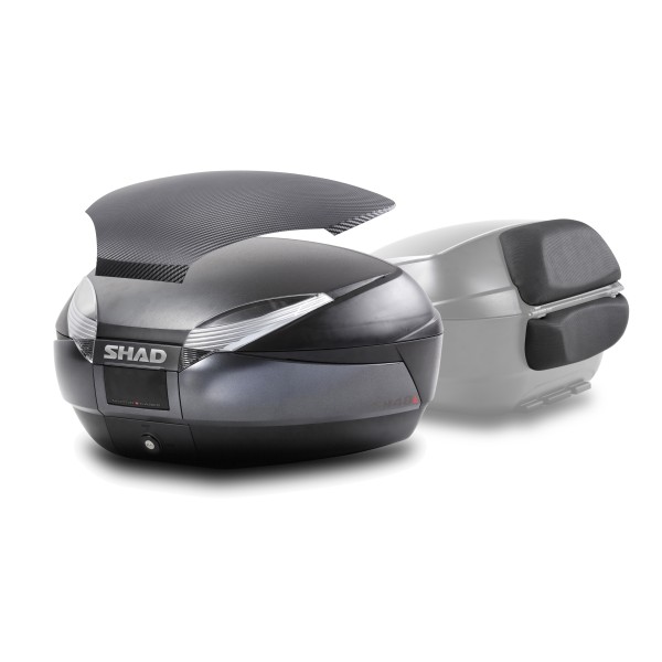 TOP CASE SH48 GRIS OSCURO + TAPA CARBONO + RESPALDO