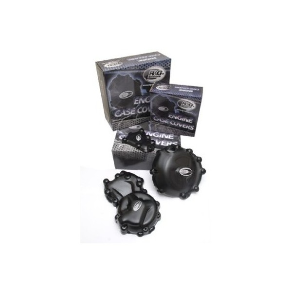 Kit de tapas de motor - 3 pcs Tapas de: Alternador (Izq) - Embrague (Dch) - Starter (Dch) R&G KEC0021BK