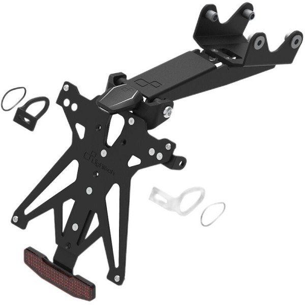 Portamatrículas regulable con catadrióptico y luz de matrícula LT009 Negro Lightech KTARYA135A3