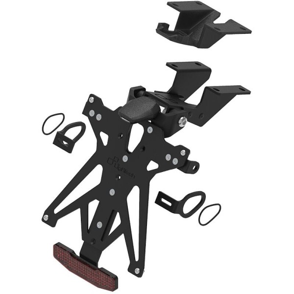 Portamatrículas regulable con catadrióptico y luz de matrícula LT009 Negro Lightech KTARYA137A3