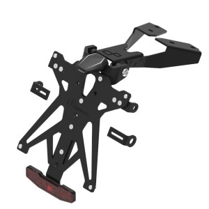 Portamatrículas regulable con catadrióptico y luz de matrícula Negro Lightech KTARCF101A3