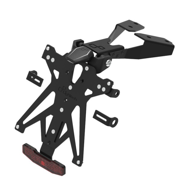 Portamatrículas regulable con catadrióptico y luz de matrícula Negro Lightech KTARCF101A3