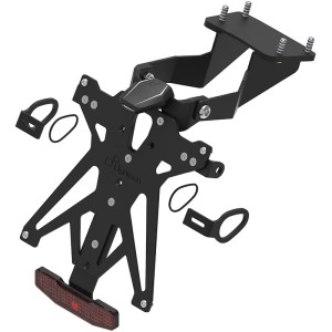 Portamatrículas regulable con catadrióptico y luz de matrícula Negro Lightech KTARYA131A3