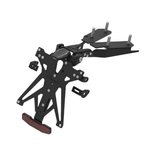 Portamatrículas regulable con catadrióptico y luz de matrícula Negro Lightech KTARBN101A3