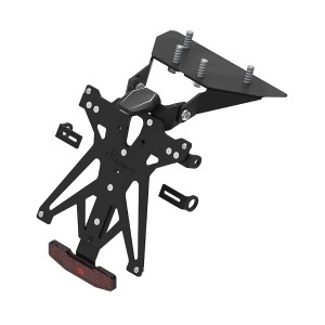 Portamatrículas regulable con catadrióptico y luz de matrícula Negro Lightech KTARMM101A3