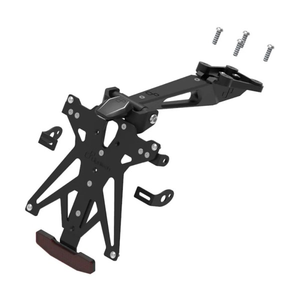 Portamatrículas regulable con catadrióptico y luz de matrícula Negro Lightech KTARTR109A3