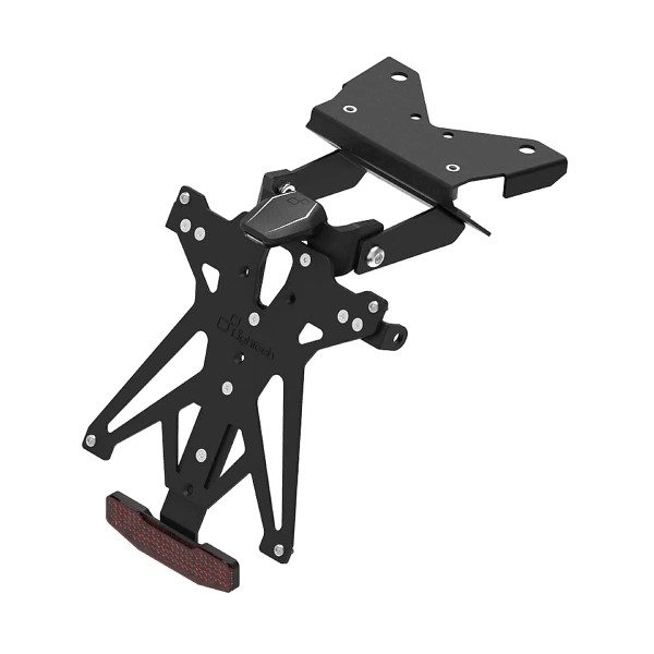 Portamatrículas regulable con catadrióptico y luz de matrícula Negro Lightech KTARZO101A3