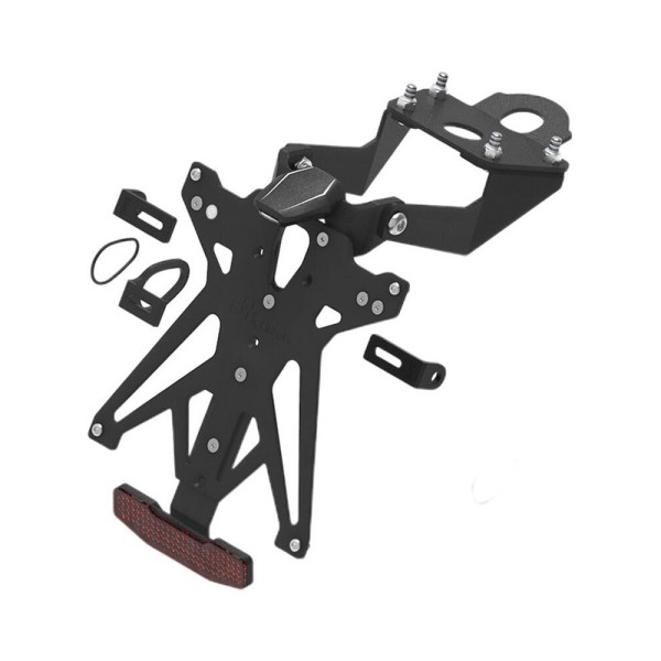 Portamatrículas regulable con catadrióptico y luz de matrícula Negro Lightech KTARYA133A3