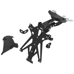 Portamatrículas regulable con catadrióptico y luz de matrícula con protector de basculante Negro Lightech KTARTR110A3