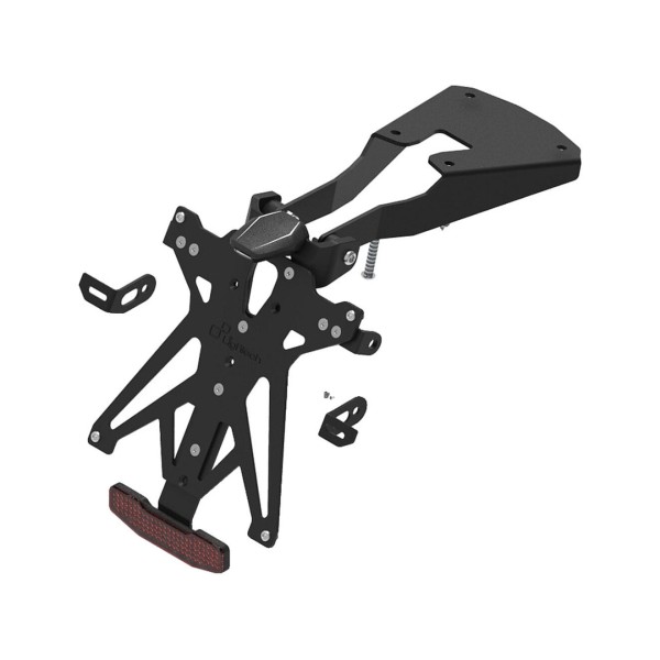 Portamatrículas regulable con catadrióptico y luz de matrícula con protector de basculante Negro Lightech KTARTR114A3