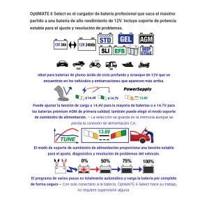 Cargador/Mantenedor de baterías Optimate 6 Select TM-370