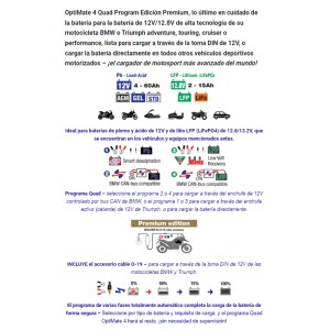 Cargador/Mantenedor de baterías Optimate 4 Quad Program Premium TM630-PR