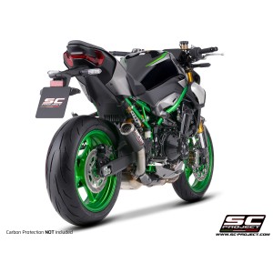 SC Project para KAWASAKI Z900 - Z900 A2 (2025 - 2026) - Escape CR-T carbono, con malla antipiedras (SIN protector carbono)