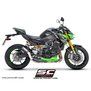 SC Project para KAWASAKI Z900 (2020 - 2024) - Euro 5 - Escape CR-T carbono, con malla antipiedras (SIN protector carbono)