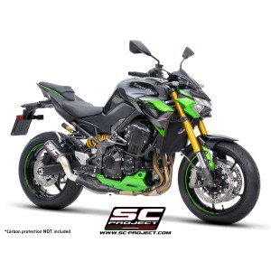 SC Project para KAWASAKI Z900 (2020 - 2024) - Euro 5 - Escape CR-T carbono, con malla antipiedras (SIN protector carbono)