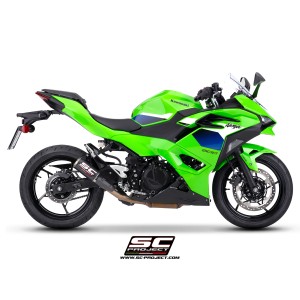SC Project para KAWASAKI Ninja 500 (2024 - 2026) - Escape CR-T carbono, con malla antipiedras