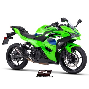 SC Project para KAWASAKI Ninja 500 (2024 - 2026) - Escape CR-T carbono, con malla antipiedras