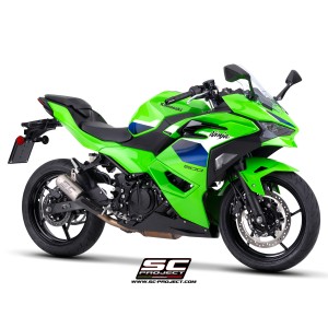 SC Project para KAWASAKI Ninja 500 (2024 - 2026) - Escape CR-T titanio, con malla antipiedras