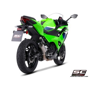 SC Project para KAWASAKI Ninja 500 (2024 - 2026) - Escape CR-T titanio, con malla antipiedras
