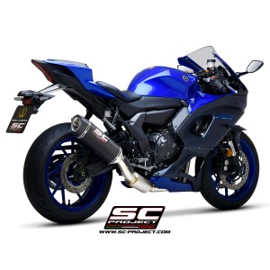 SC Project para YAMAHA YZF R7 (2021 - 2025) - Línea de escape completa 2-1 acero inoxidable, con escape SC1-S carbono
