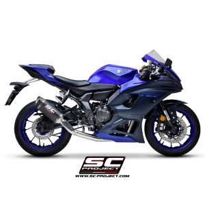 SC Project para YAMAHA YZF R7 (2021 - 2025) - Línea de escape completa 2-1 acero inoxidable, con escape SC1-S carbono