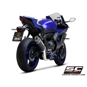 SC Project para YAMAHA YZF R7 (2021 - 2025) - Línea de escape completa 2-1 acero inoxidable, con escape SC1-S carbono