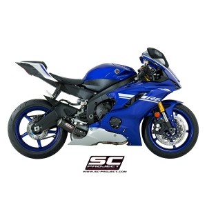 SC Project para YAMAHA YZF R6 Race (2021 - 2026) - Escape CR-T carbono, posición baja