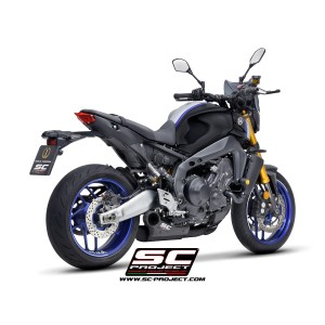 SC Project para YAMAHA MT-09 (2021 - 2023) - Línea de escape completa 3-1 acero inoxidable, negro mate, con escape STR-1