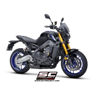 SC Project para YAMAHA MT-09 (2021 - 2023) - Línea de escape completa 3-1 acero inoxidable, negro mate, con escape STR-1